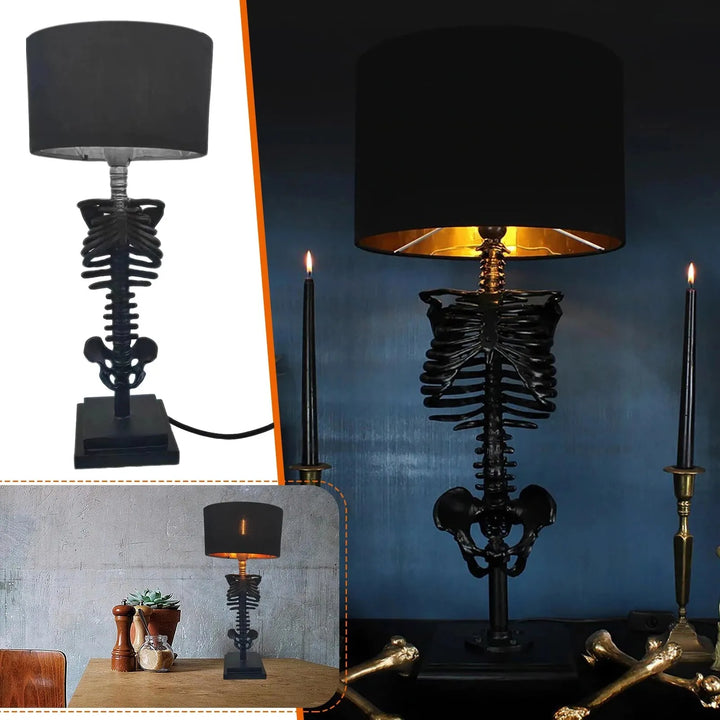 Handgjord Gotisk Skelett Bordslampa