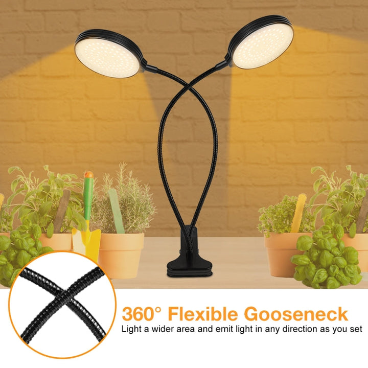 LED Växtbelysning Lampa USB Fjärrkontroll Klämma Vattentät Fullspektrum Naturligt Vit Fröplanta Lampa, Effekt: 45W Tre Huvuden