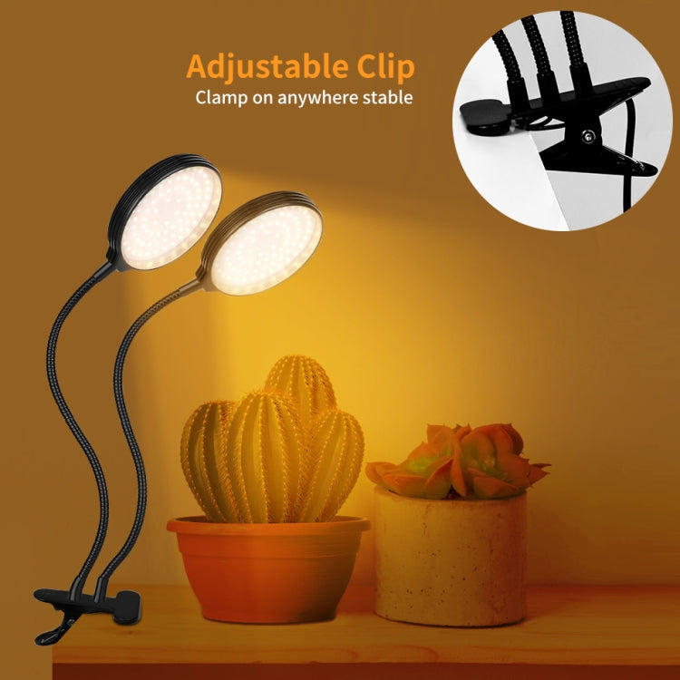 LED Växtbelysning Lampa USB Fjärrkontroll Klämma Vattentät Fullspektrum Naturligt Vit Fröplanta Lampa, Effekt: 45W Tre Huvuden
