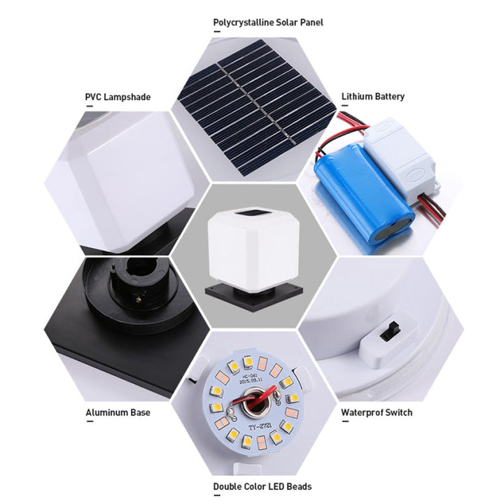 003 Solar Square Utomhus Postlampa LED Vattentåliga Vägglampor, Storlek: 30cm (Varmt Ljus)