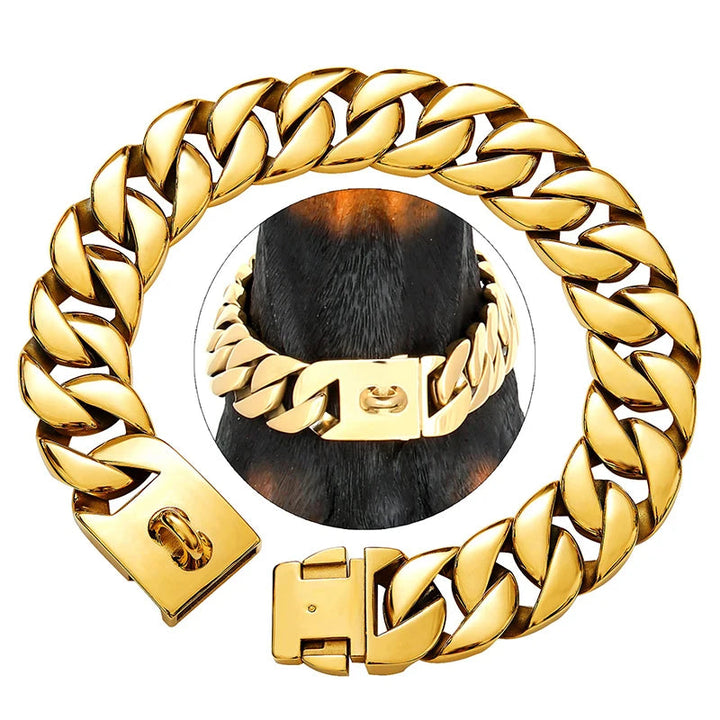 Styrka Nacke Metall Hundhalsband – Robust Halsband i Rostfritt Stål för Stora Hundar