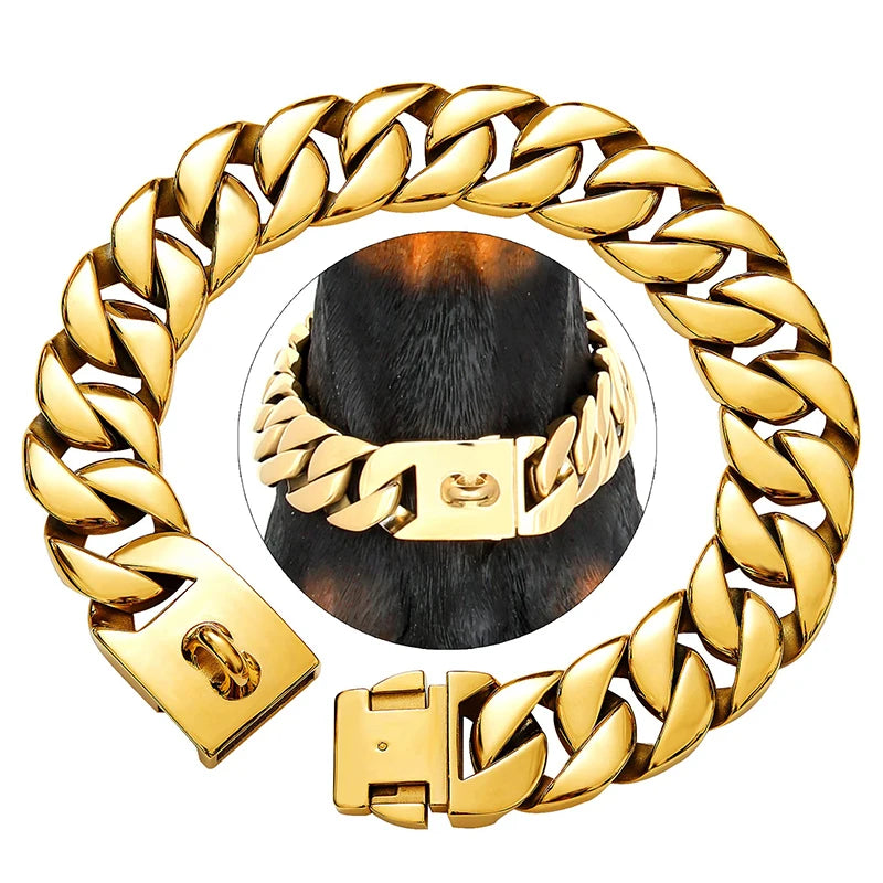 KrachtNeck Metallhundhalsband – Robust halsband i rostfritt stål för stora hundar