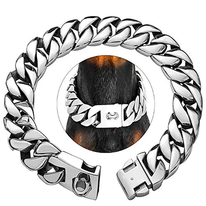 Styrka Nacke Metall Hundhalsband – Robust Halsband i Rostfritt Stål för Stora Hundar