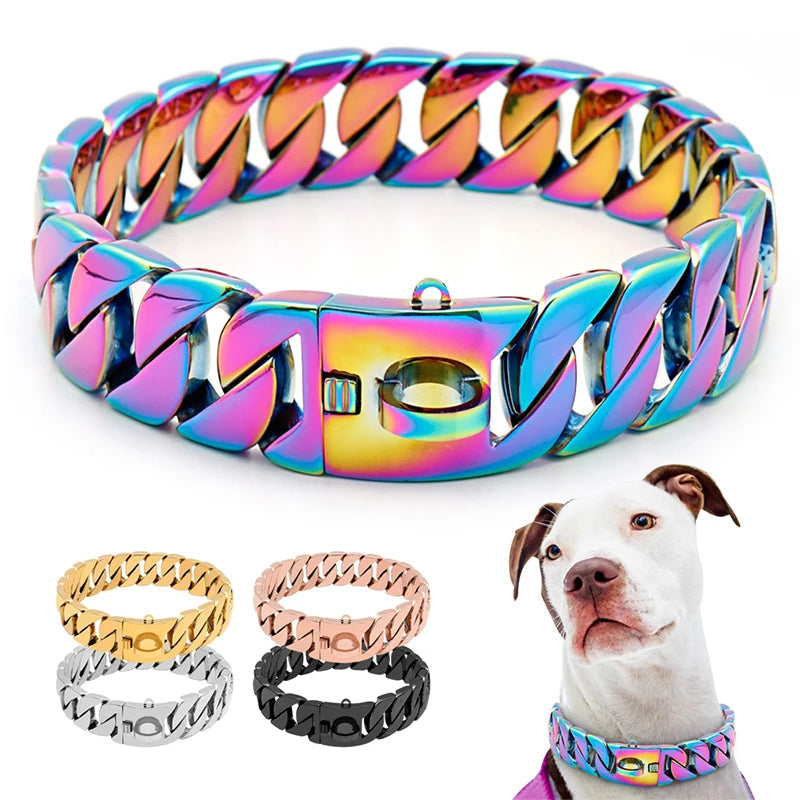 KrachtNeck Metallhundhalsband – Robust halsband i rostfritt stål för stora hundar
