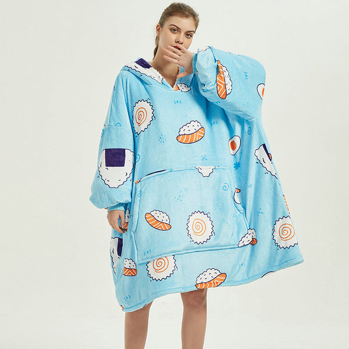 Varuvika Oversize filthoodie med sherpafoder och stor ficka