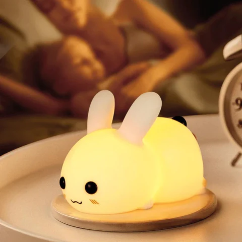 Bunnilo Barns Nattlampa Kanin | Mjuk Sömnlampa | Barnsäker &amp; Energisparande