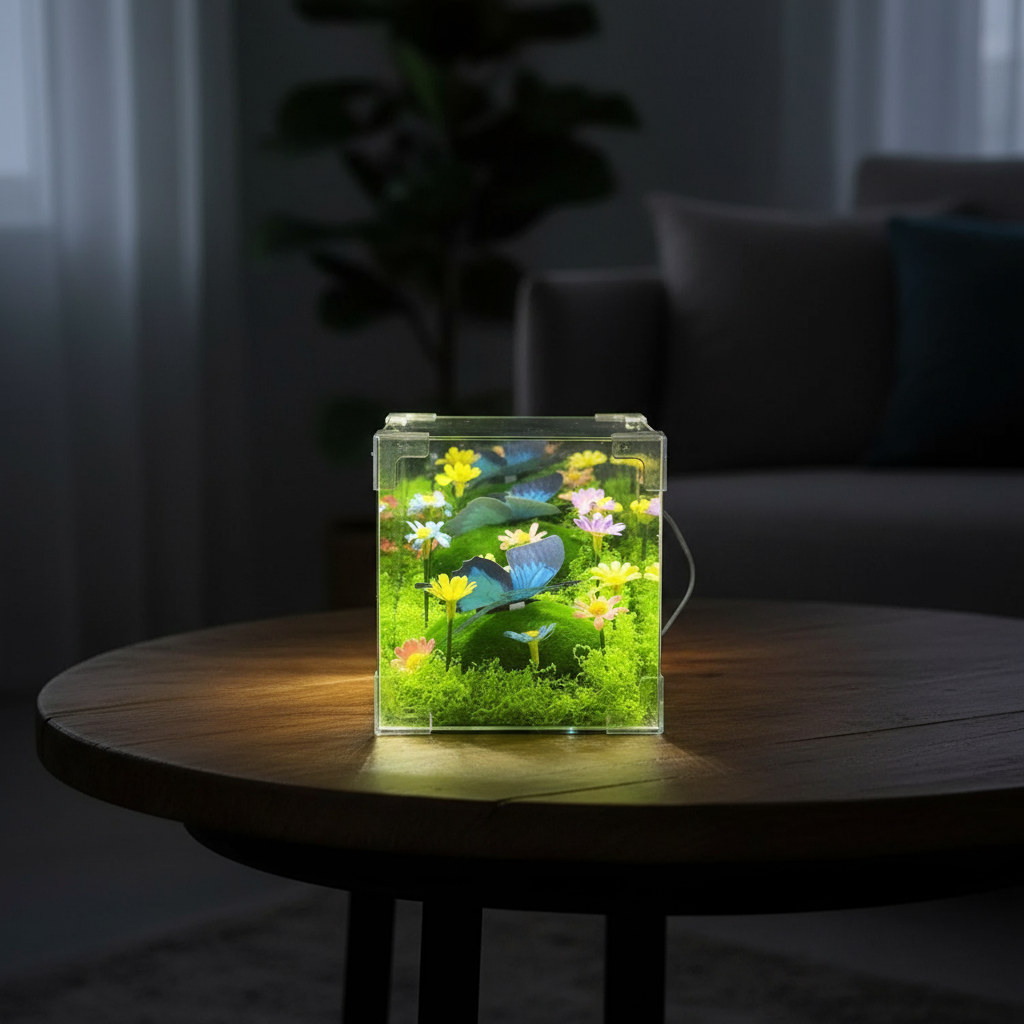 LED Fjäril Trädgård Kub Nattlampa Dekor