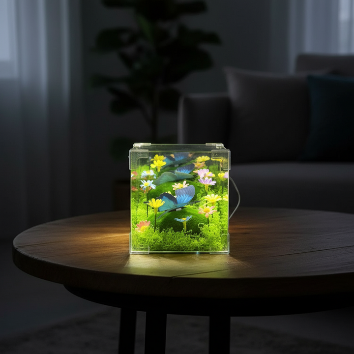 LED Fjärilsträdgård Kub Nattlampa Dekor |