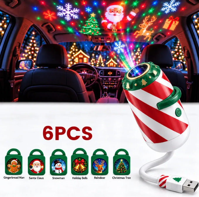Varuvika Julprojektor för bilen med USB och utbytbara motivskivor