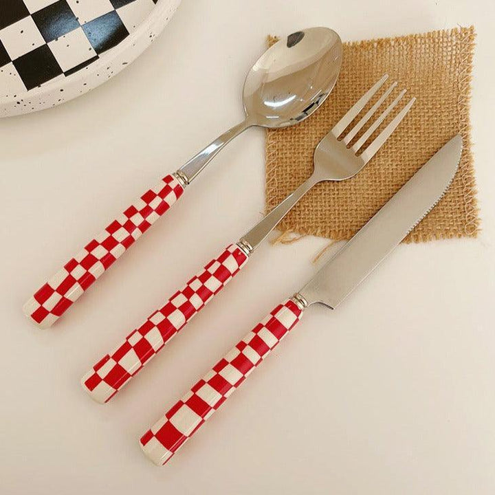 RetroChef – Stilig bestick i rostfritt stål med rutmönster
