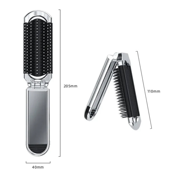 MirrorFlex Resemirror Hårborste | Fällbar &amp; Kompakt | Praktisk Styling på Språng