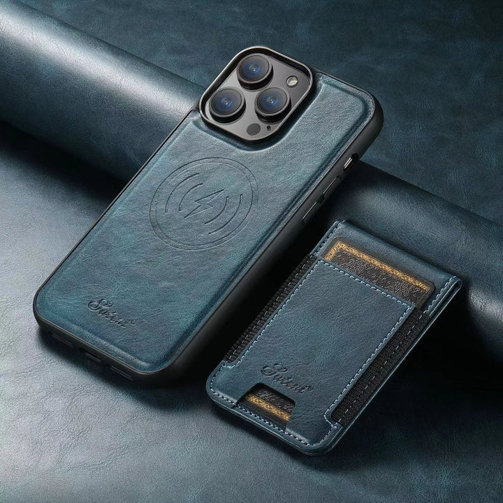 LuxCase Läderfodral med Kortfack och Ställ – Kompatibel med iPhone |