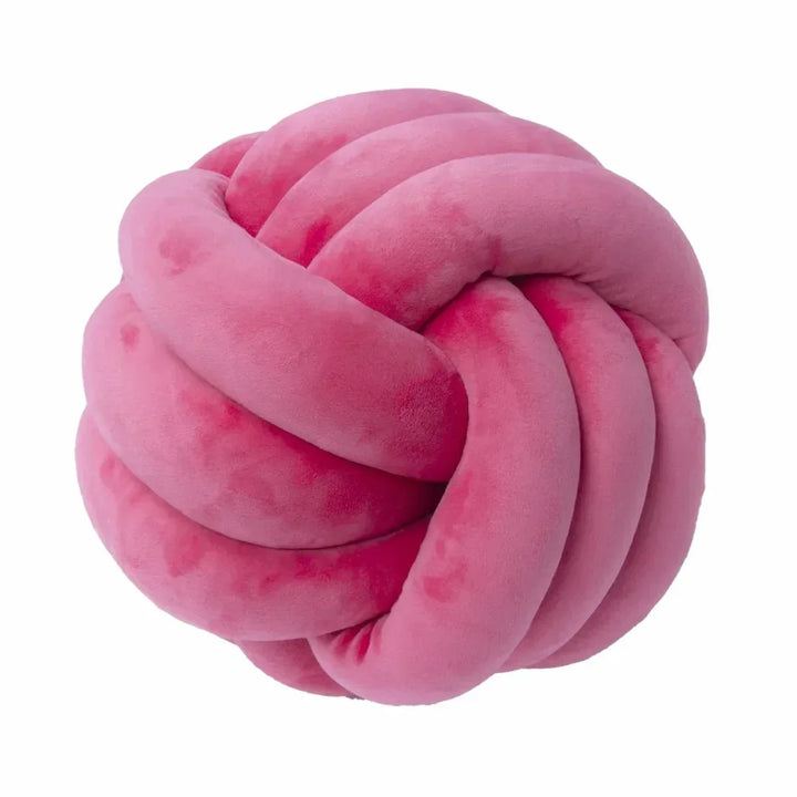 Dekorativ, mjuk kudde med knuten boll i mocka-look
