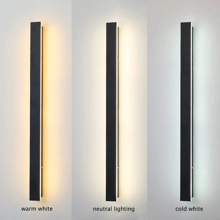 Linjär svart minimalistisk LED utomhusvägglampa