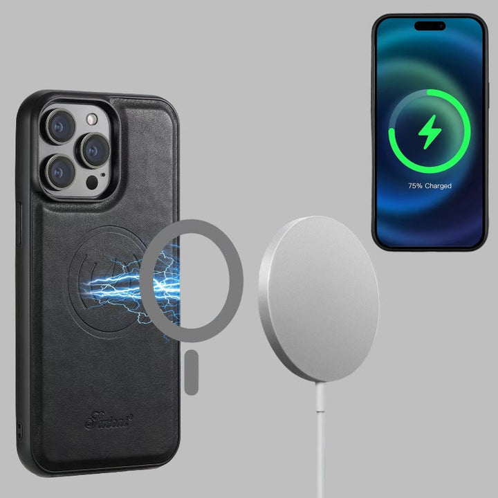 LuxCase Läderfodral med Kortfack och Ställ – Kompatibel med iPhone |