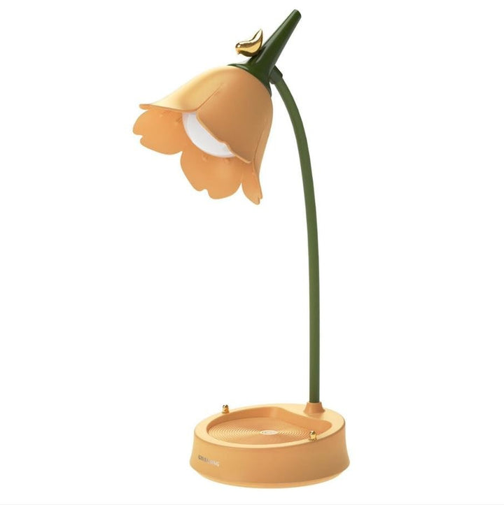 LED-bordslampa med blommotiv, stilren och färgglad
