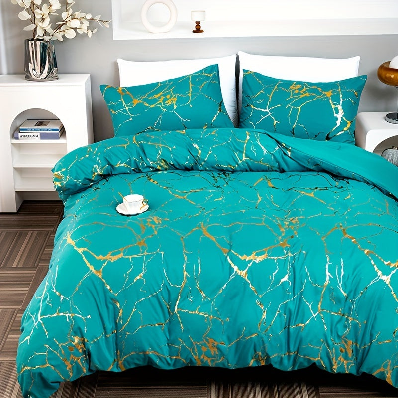 Marmortryck Lyx Duvet Täcke Set