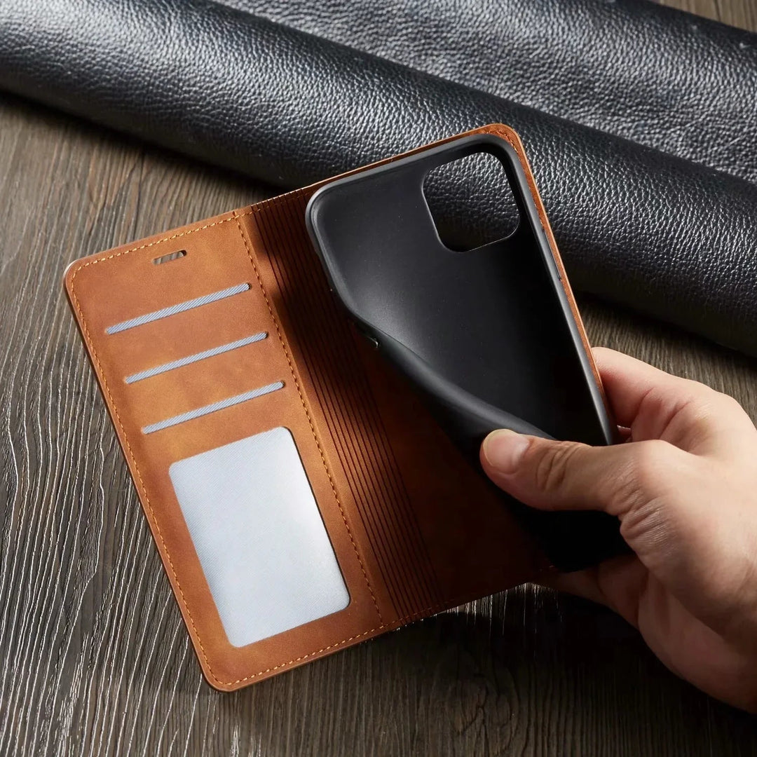 Mobilfodral i Magnetiskt Läder med Flip Cover