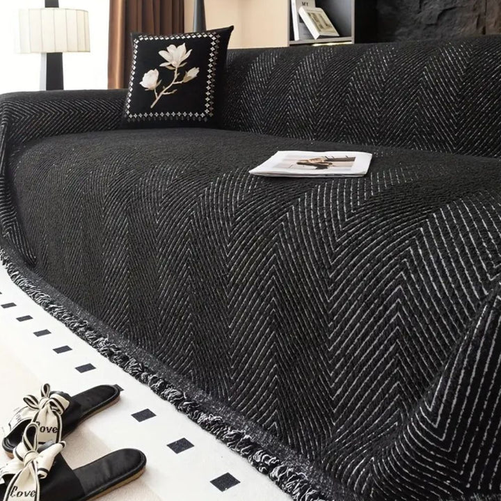 CUSHVIVE – Herringbone Sofföverdrag med Stänkskydd och Rutschkänsla