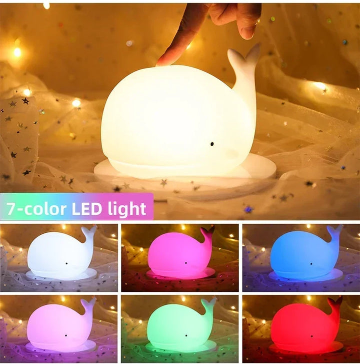 Söt Val Nattlampa med färgändring - GlowWhale