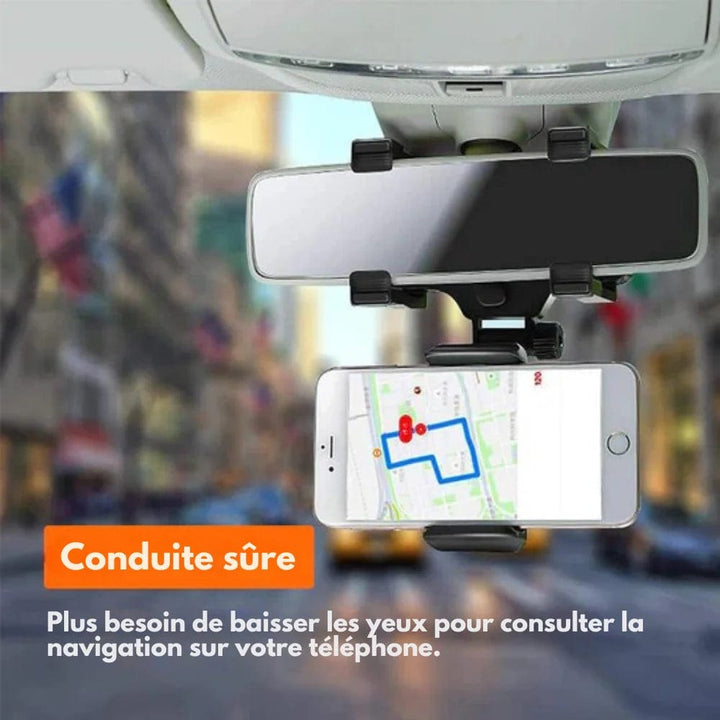 Roadview – Bakåtspegelsfäste för telefon med 360° rotation och teleskoparm