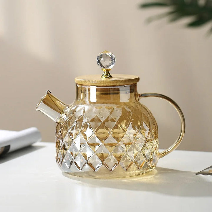 Klassisk Kristall Teapot | Glas &amp; Trä