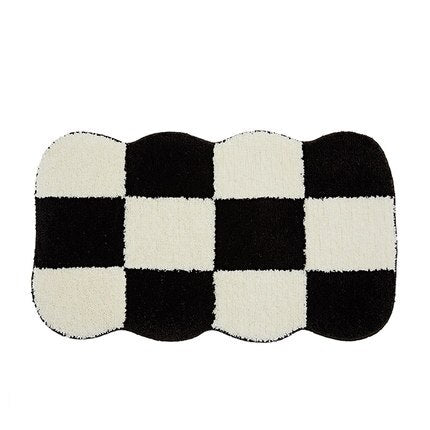 Vintage Rutig Badmatta - Mysig Retro Blommig Matta för Badrum och Heminredning